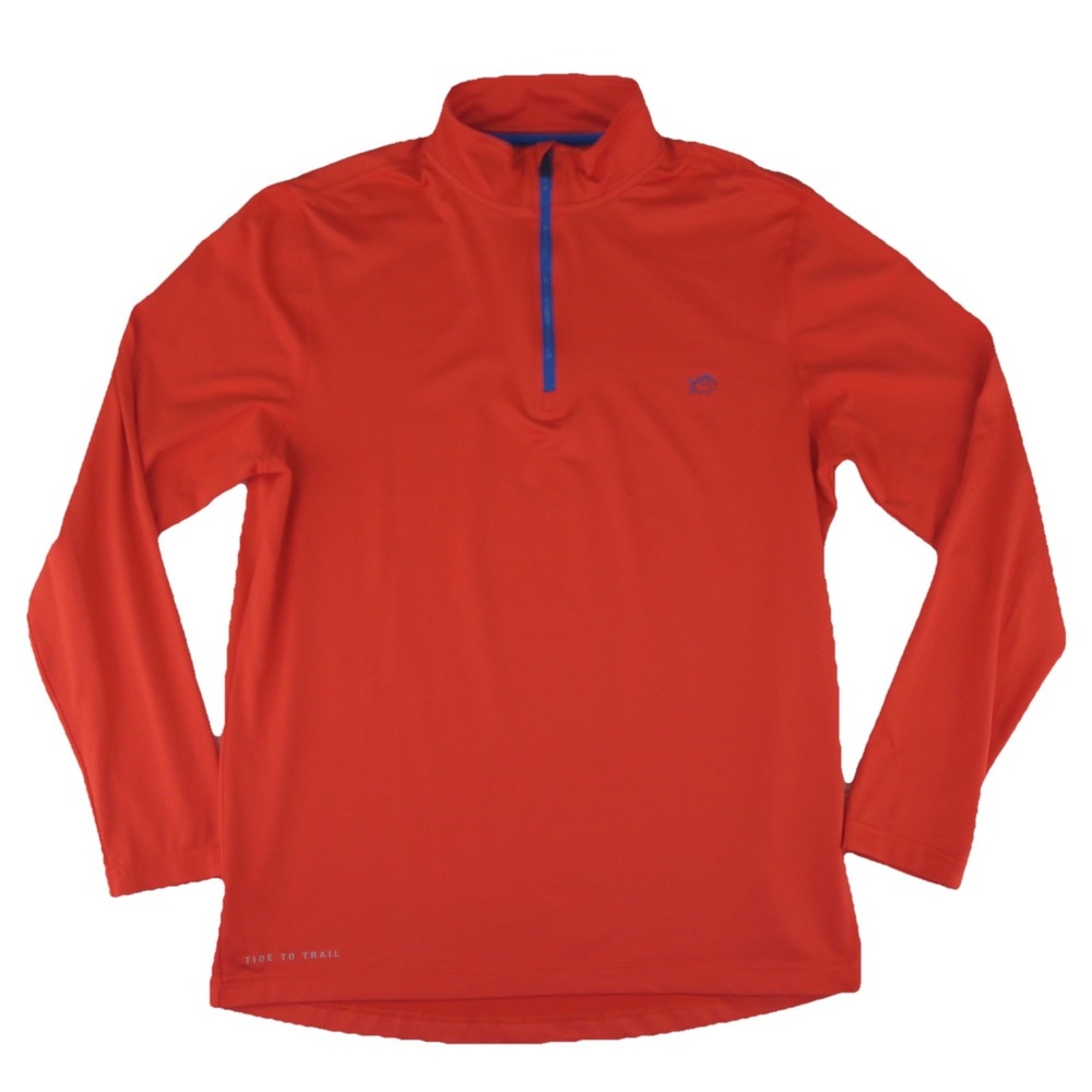 Southern Tide Tide To Trail 1/4 Zip Pullover‎ Sweater Mens Medium Orange